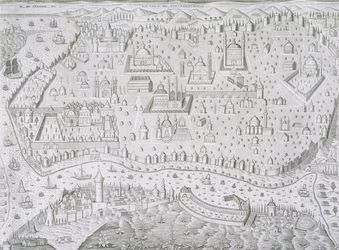 Stadskaart van Constantinopel, Turkije, ca. 1650